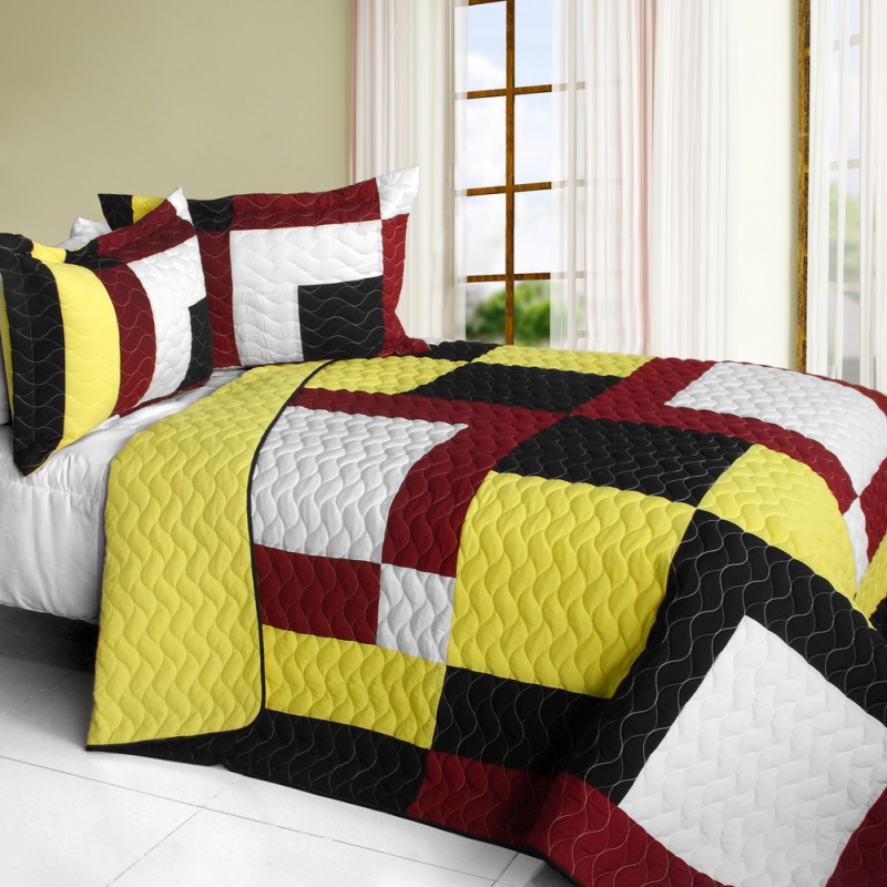 Brand New Vermicelli-Quilted Patchwork Quilt Set Full - Dawn And Sunset