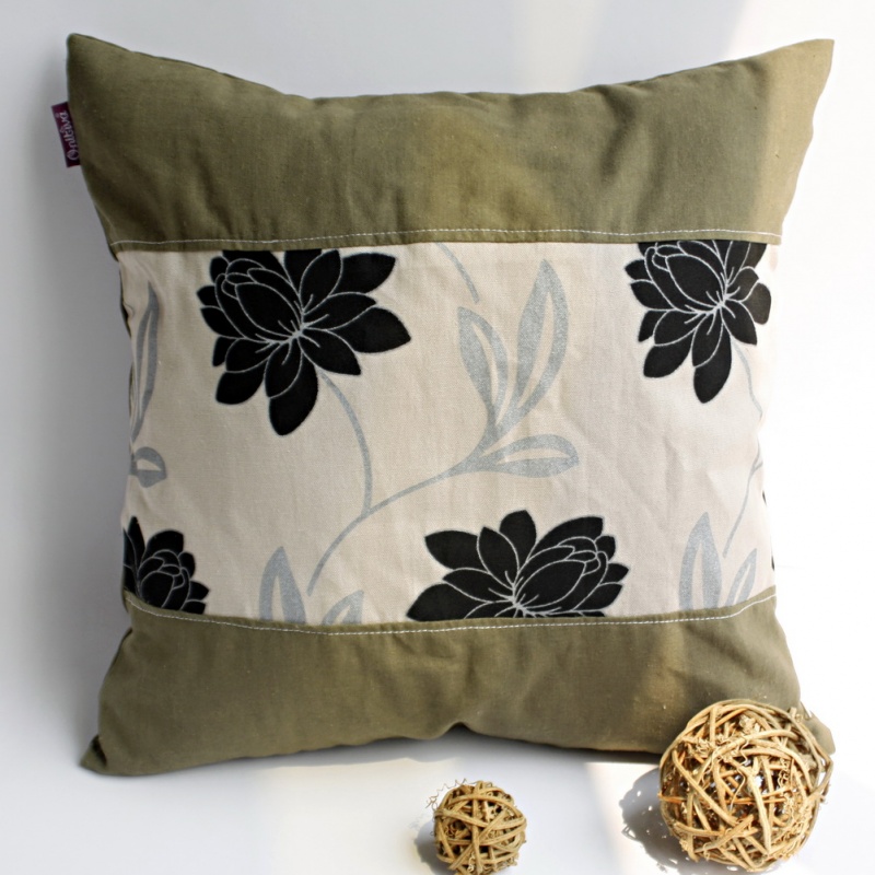 Linen Patch Work Pillow Cushion Floor Cushion - Realm Of Flowers