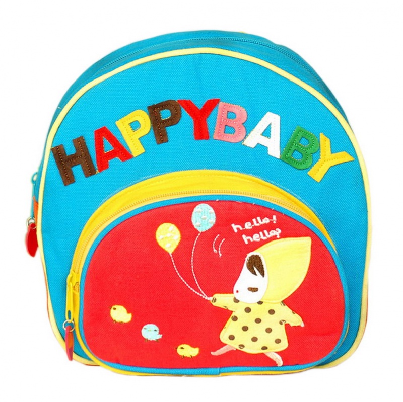 Embroidered Applique Kids Fabric Art School Backpack - Little Girl