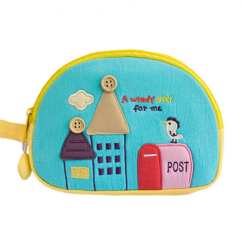 Embroidered Applique Cosmetic Bag / Camera Bag - A Windy Day