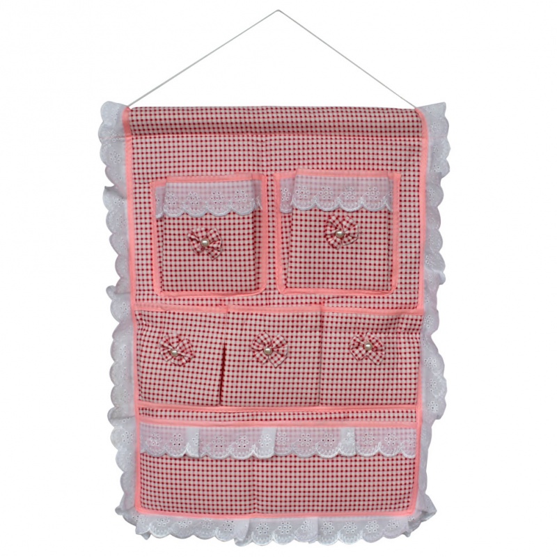 Pink/Wall Hanging/ Wall Baskets / Hanging Baskets - Plaid & Allover
