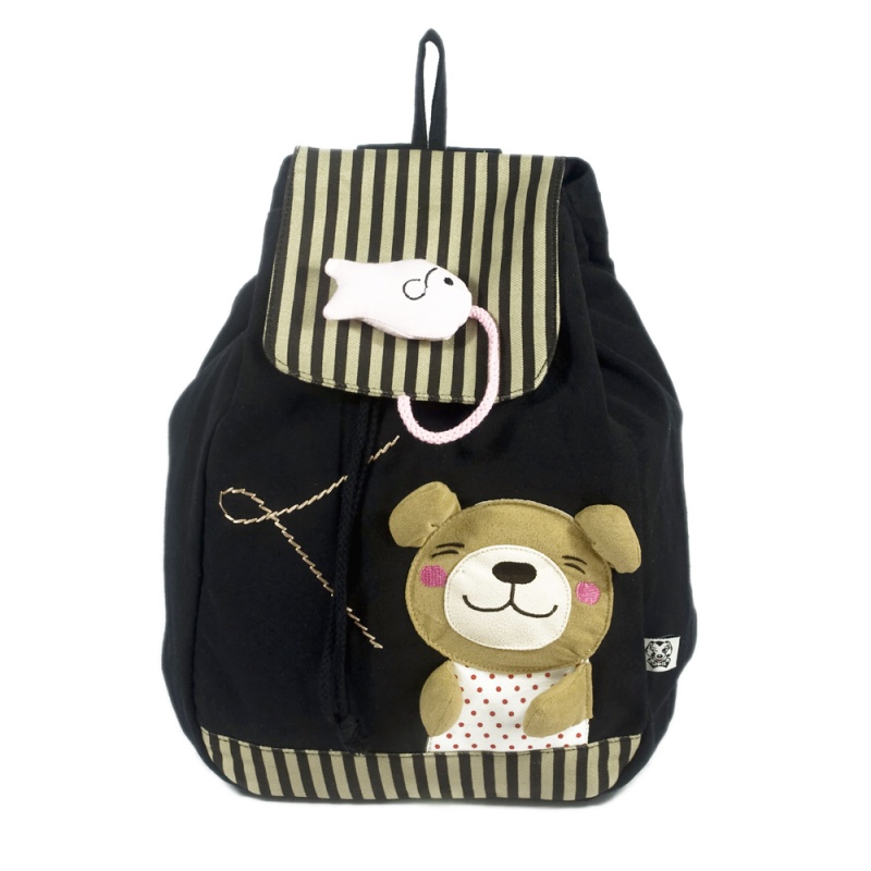 100% Cotton Fabric Art School Backpack - Bear & Fish