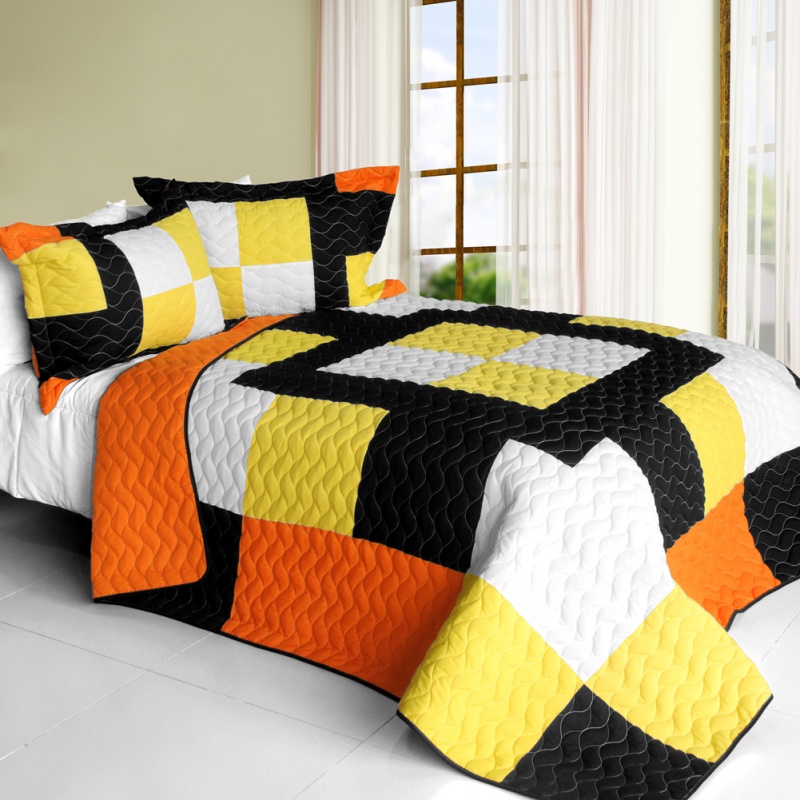 3Pc Vermicelli - Quilted Patchwork Quilt Set - Romance Of Desert