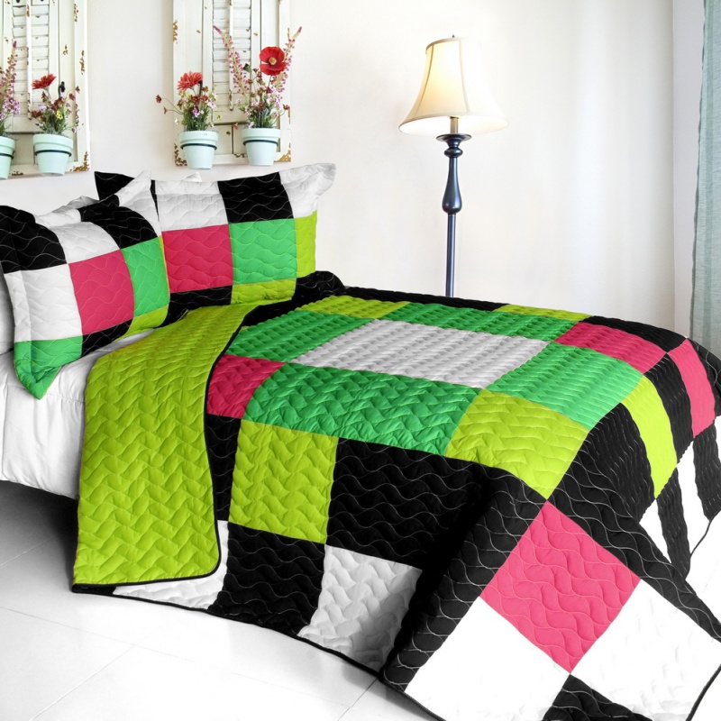 3Pc Vermicelli - Quilted Patchwork Quilt Set - Jolly Island