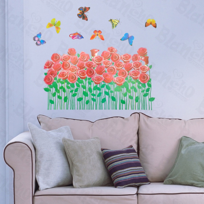 Rosebush & Butterflies - Large Wall Decals Stickers Appliques Home Decor