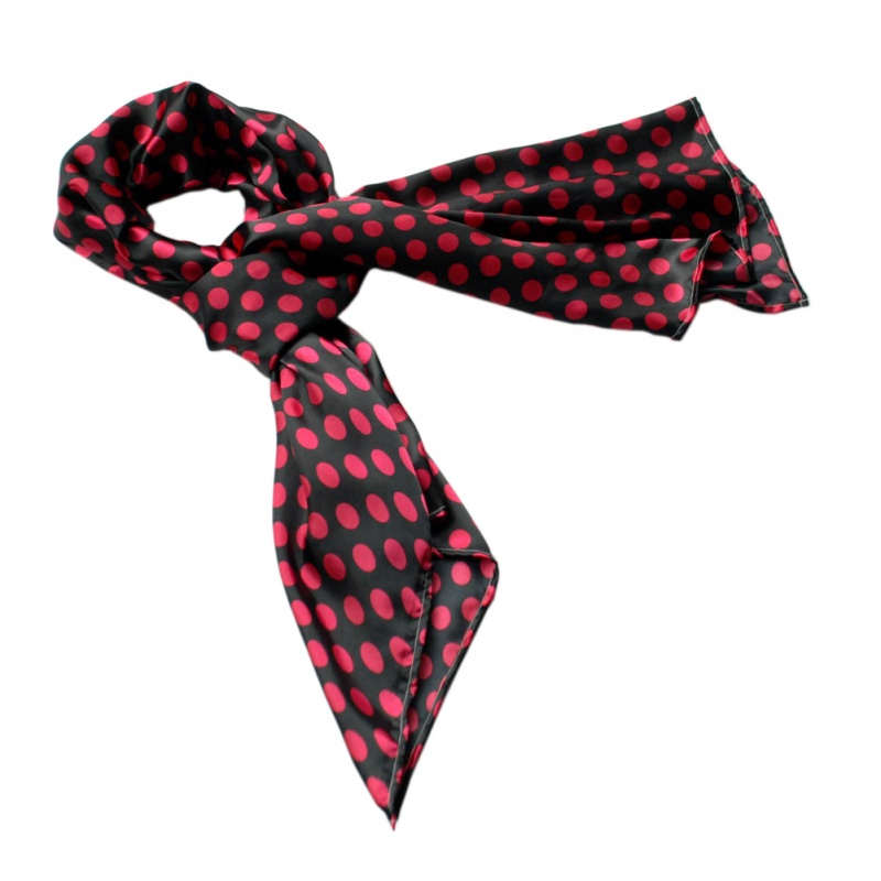 -Blancho Red Spots & Black Base Lovely Super Soft Silk Scarf/Wrap/Shawl