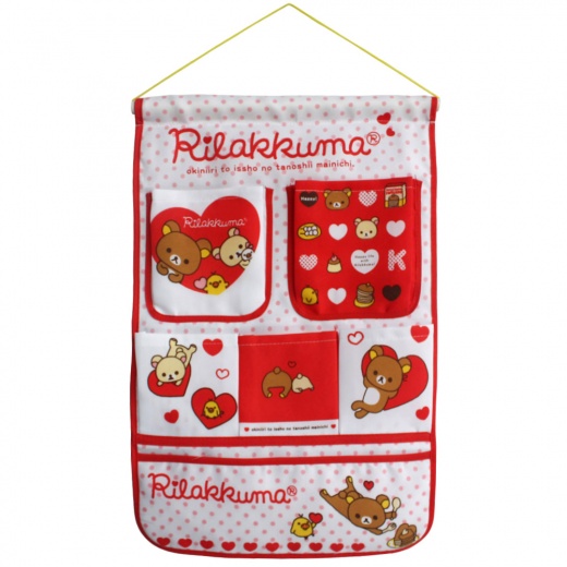 Red Wall Hanging Bear & Heart Wall Organizers Basket