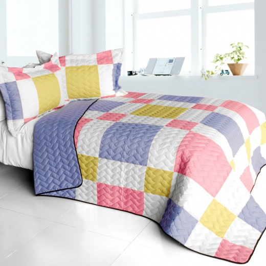 3Pc Vermicelli - Quilted Patchwork Quilt Set - Joy Of Love
