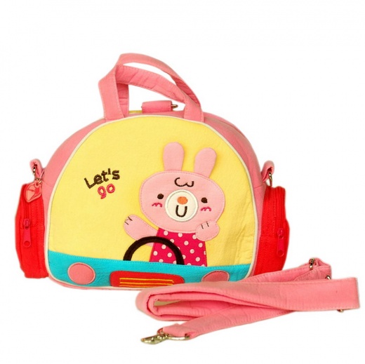 Embroidered Applique Fabric Art Shoulder Bag / Swingpack - Joyce Rabbit