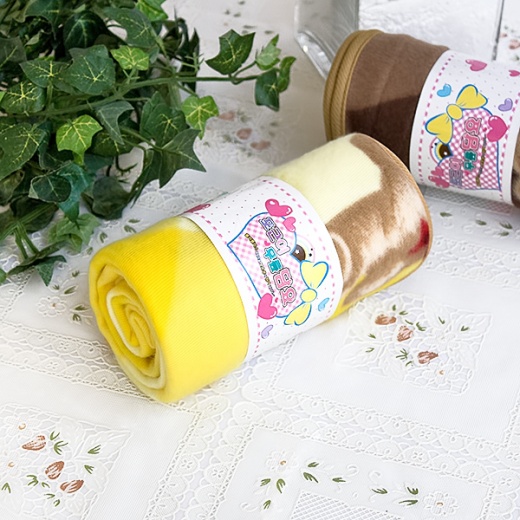 Korean Coral Fleece Mini Baby Throw Blanket - Teddy Bear - Yellow