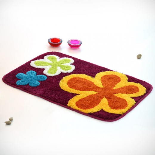 Kids Room Rugs - Dancing Flowers - Violet Red