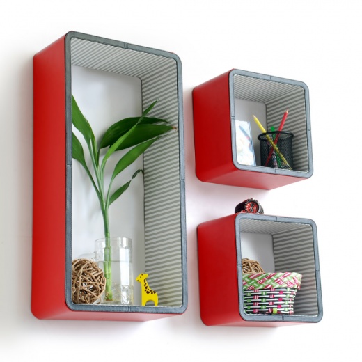 Rectangle Leather Wall Shelf / Bookshelf - Flourishing City