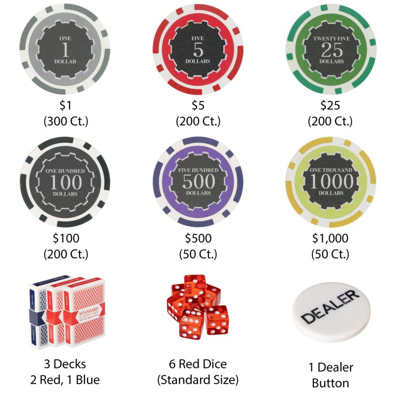 1000 Ct Eclipse Poker Chip Set W/ Aluminum Case 14 Gram Chip