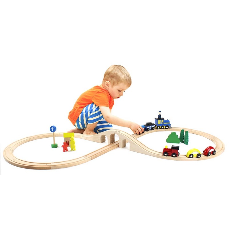 3.5' Curved Wooden Train Tracks, 4Pack