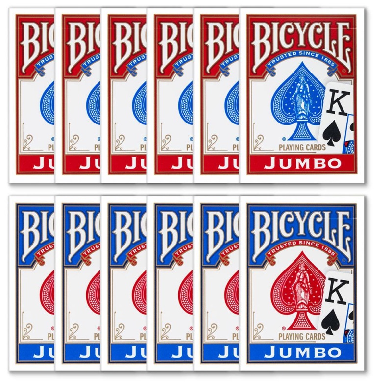 Bicycle Jumbo Index - 12 Decks, Red/Blue
