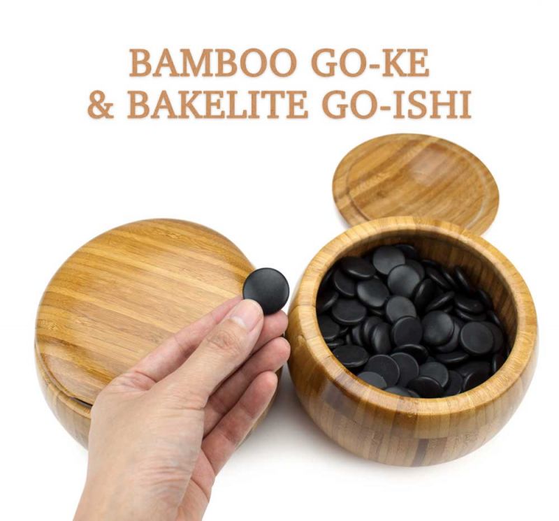 Bamboo Go Set With Reversible Board, Bowls, Stones