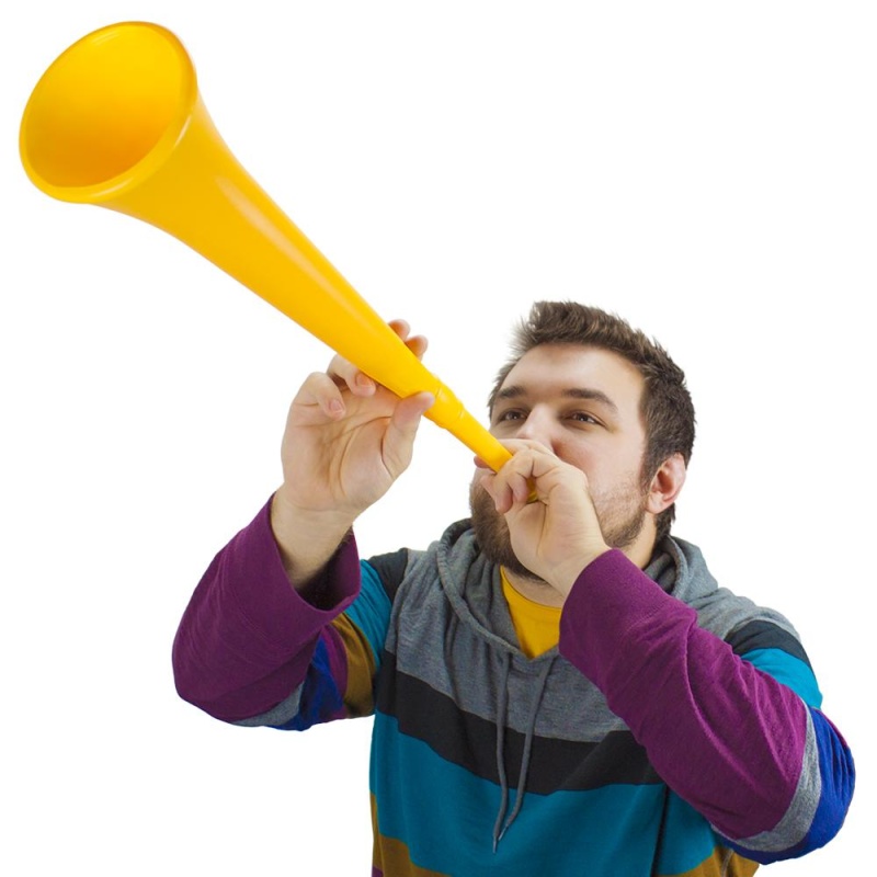 Blue 26In Plastic Vuvuzela Stadium Horn, Collapses To 14In