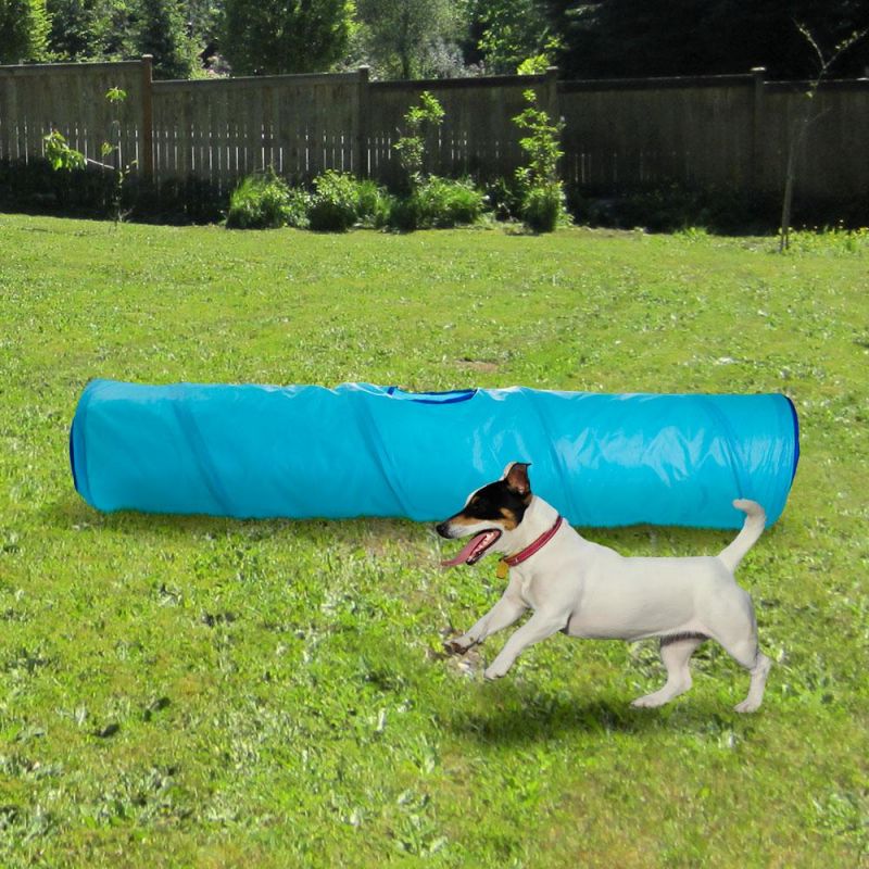 20" Blue Krinkle Cat Tunnel With Peek Hole And Storage Bag