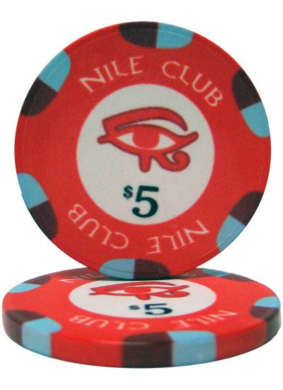$5 Nile Club 10 Gram Ceramic Poker Chip (25 Pack)