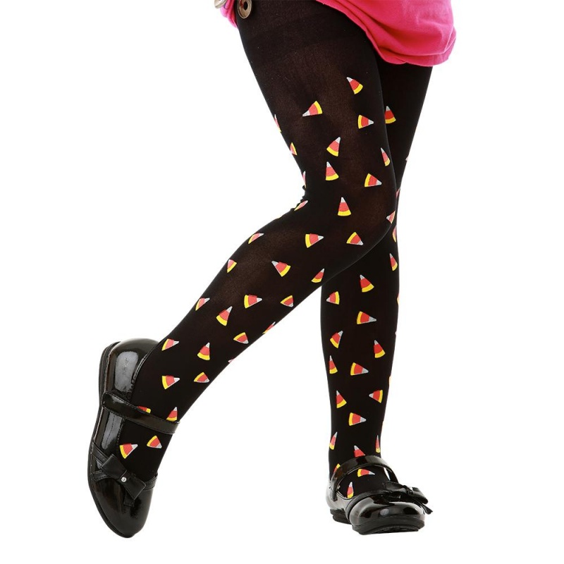 Children's Candy Corn Costume Tights, Black, m