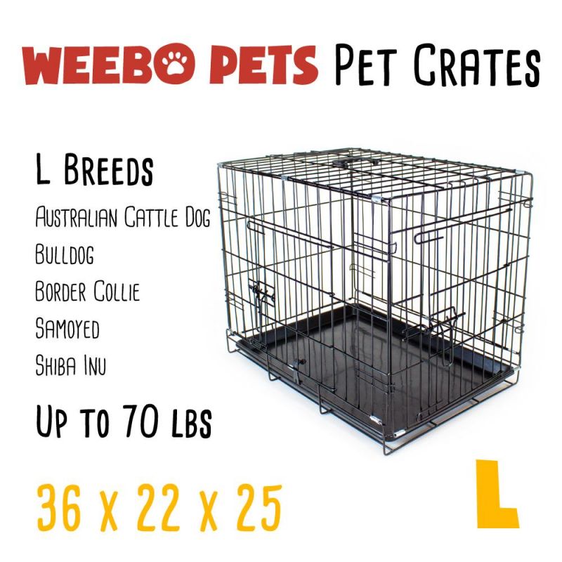 36" Large Dual-Door Folding Pet Crate With Removable Liner