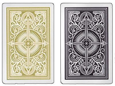 Kem Arrow Black/Gold Narrow Jumbo 100% Plastic Playing Cards In Wooden Box