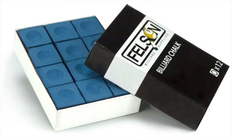 Box Of 12 Blue Cubes Of Pool Cue Chalk