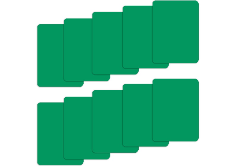 Set Of 10 Green Plastic Poker Size Cut Cards