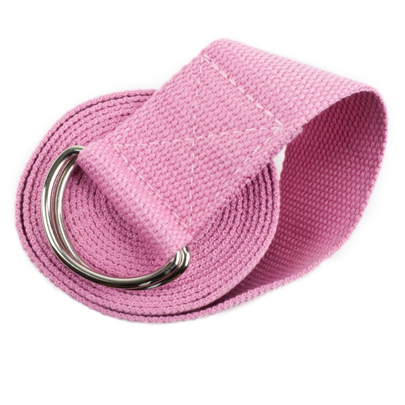 Pink 8' Cotton Yoga Strap With Metal D-Ring