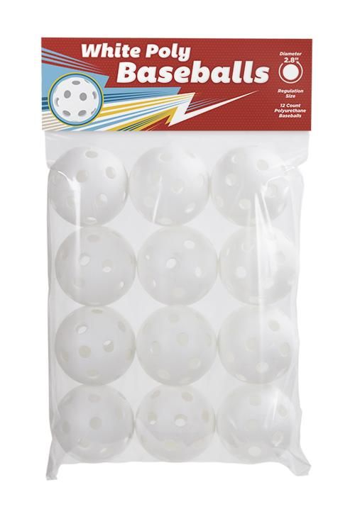 12 White Poly Baseballs (Regulation Size)