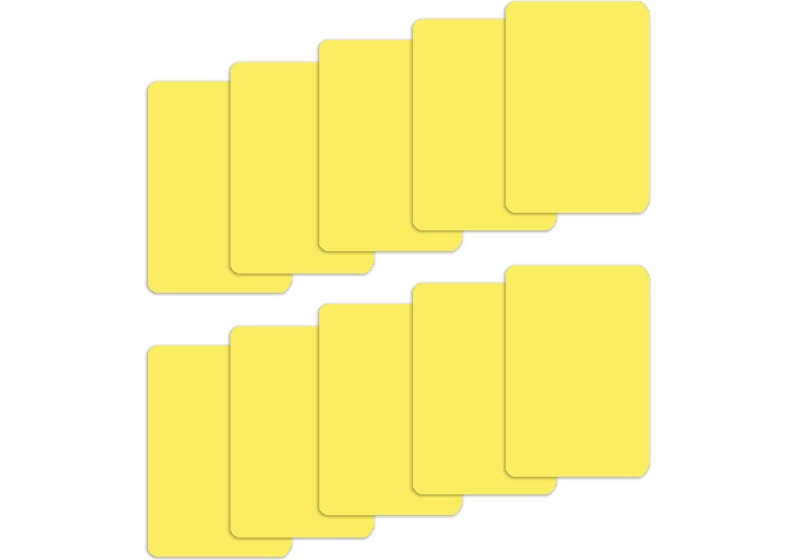 Set Of 10 Yellow Plastic Bridge Size Cut Cards
