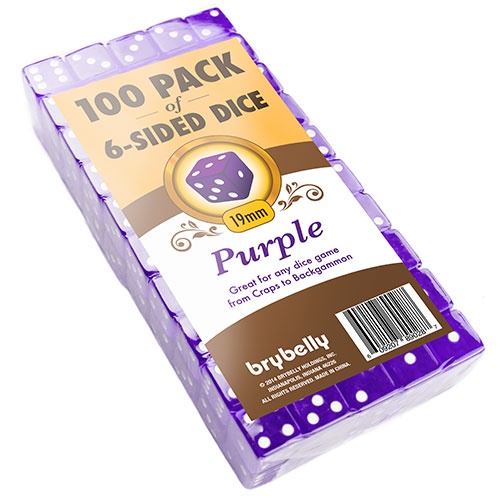 100 Purple Dice - 19 Mm