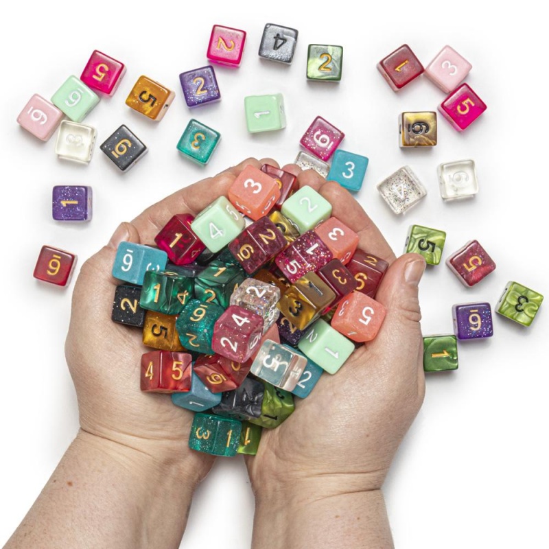 100+ Pack Of Random D6 Polyhedral Dice In Multiple Colors