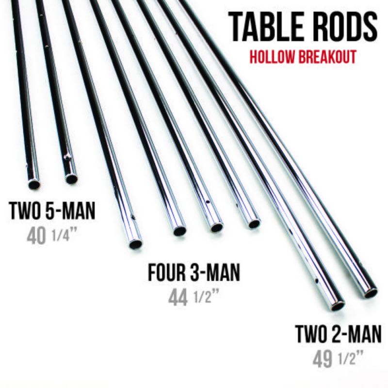 Set Of 8 Hollow 5/8" Steel Rods For Standard Foosball Tables