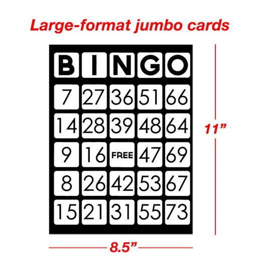 EZ Readers Large-Format 8.5 x 11 Bingo Cards, Jumbo 1-inch Numbers,  50-pack 