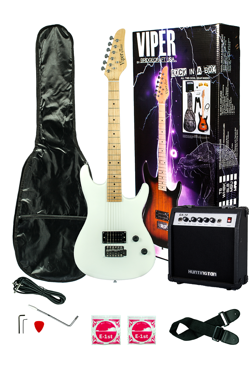 Viper Solid Body Electric Guitar Combo Package Chrome Hardware