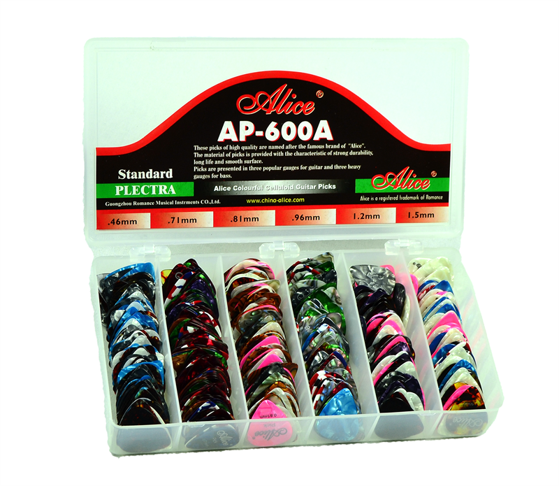 Alice Colorful Celluloid Guitar Picks-600 Pack