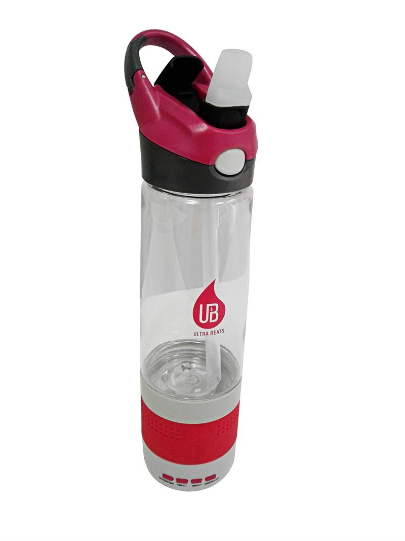 Ultra Beats Bc-4000 Sport Water Bottle Bluetooth Speaker Combo With Pop Top Red