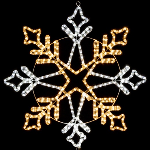 Led Rope Light Snowflake Motif - 30 Inch Cool White and Warm White Lighted Silhouette