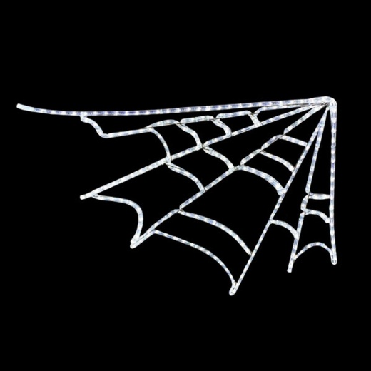 Led Rope Light Halloween Corner Spider Web Motif - Lighted Silhouette - Cool White - 23 Inch
