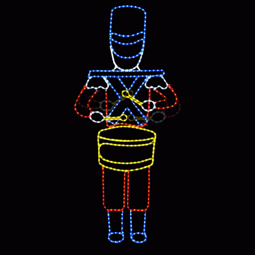 LED Rope Light Drumming Toy Soldier Motif - Animated Lighted Silhouette