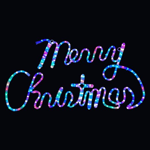 RGB Color Changing LED Rope Light Merry Christmas Motif