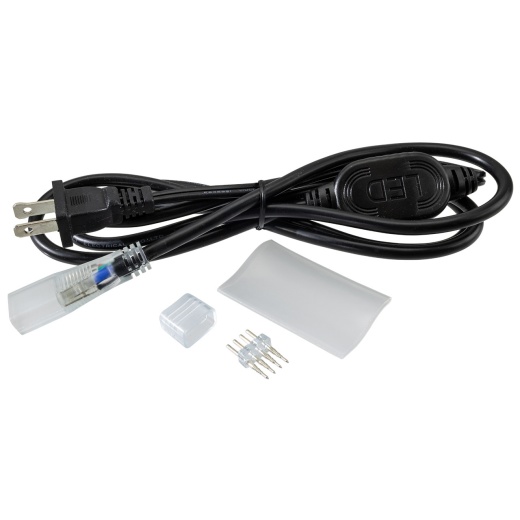 Black Led Strip Light Power Cord Kit - 120 Volt - Rgb Color Changing - 6 Foot