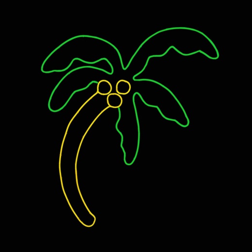 Led Neon Rope Light Palm Tree Motif - Lighted Silhouette - Green And Yellow - 35 Inch
