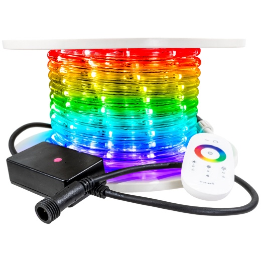 RGB Color Changing Chasing PLC LED Rope Light - 66 Volt - 65 Feet