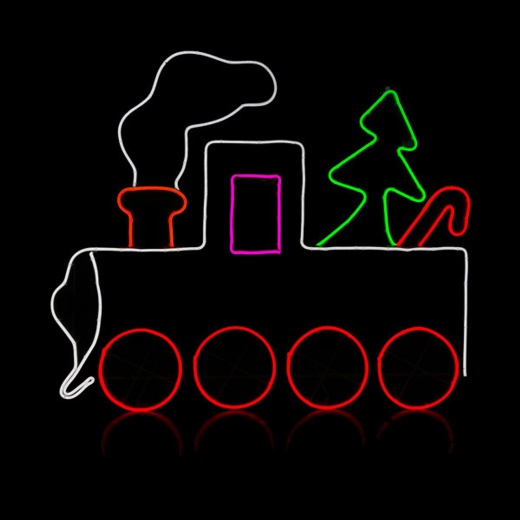 Led Neon Rope Light Train Motif - Lighted Silhouette - Multi-Color - 34.5 Inch