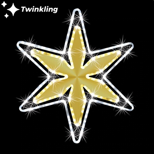 Led Rope Light Twinkling Shining Star Motif - Warm White and Cool White - 28 Inch