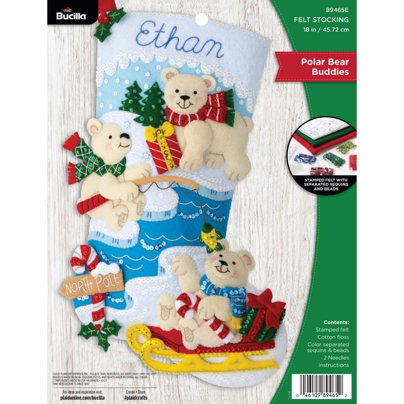 Bucilla ® Seasonal - Felt - Stocking Kits - Polar Bear Buddies - 89465e