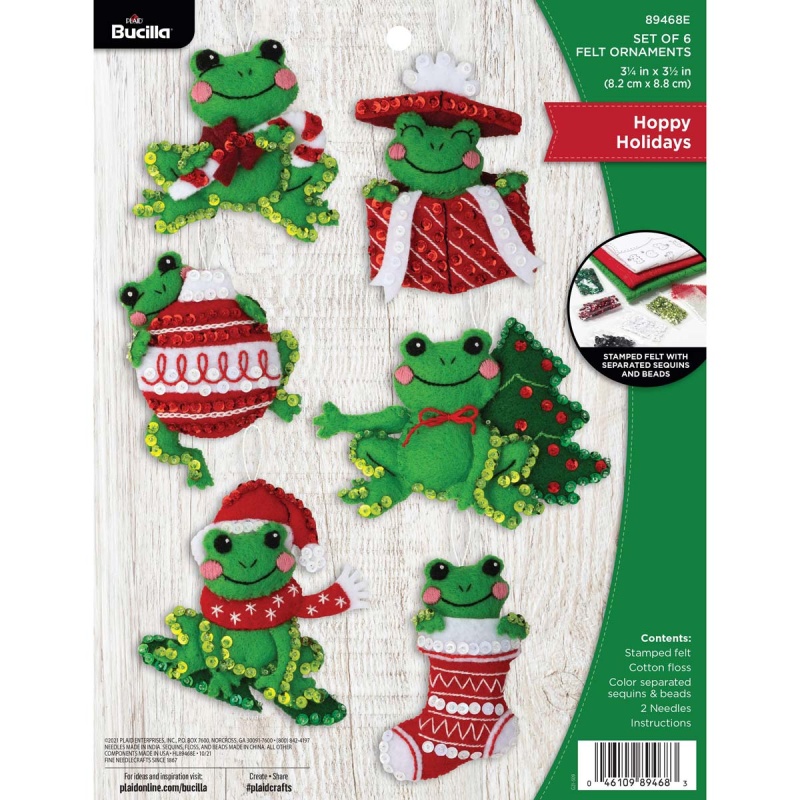 Bucilla ® Seasonal - Felt - Ornament Kits - Hoppy Holidays - 89468e