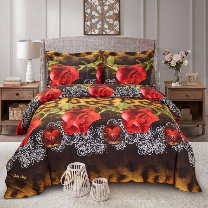 Duvet Cover Set, Queen Size Floral Bedding, Dolce Mela - Passion